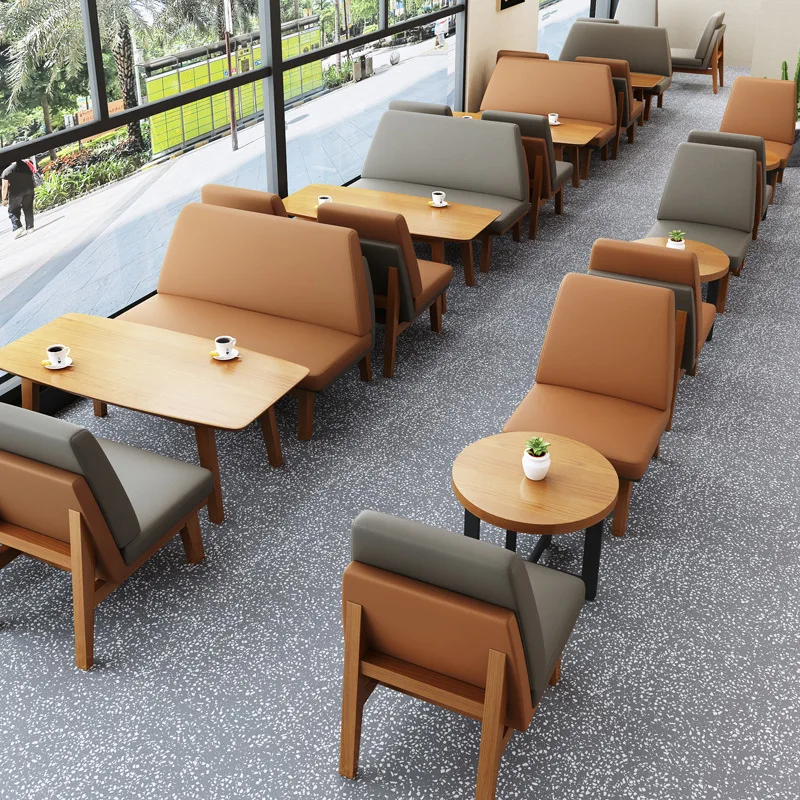 Dreamhause Simple Nordic Solid Wood Restaurant Cafe Shop Sofa Chair Table Set Dining Chair