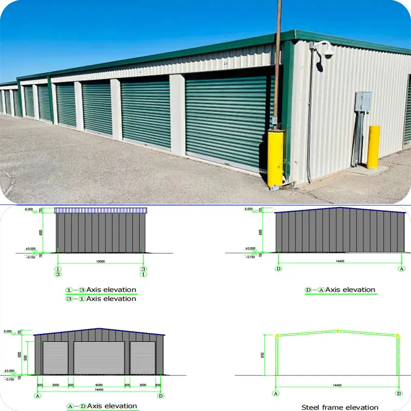 Prefab Carport Shed Construction Industrial Metal Frame Garage For Storage Steel Structure Building