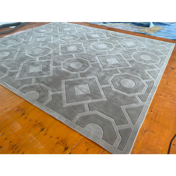 Abstract Premium hand Tufted geometry area rugs living room wool carpets