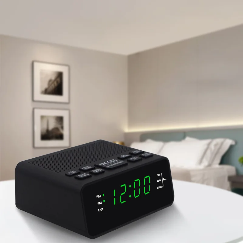 Hotel Led Digital Alarm Clock Radio Logo Customized White Square Modern Radio Bluetooth Speaker Wireless Electronic Wall Clock