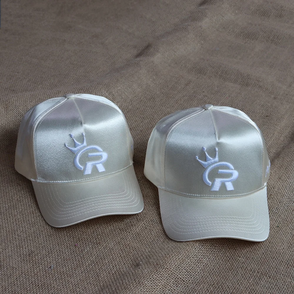 Factory Customized Hot Style 3 D Embroidery Printed hat Crystal Satin 5 panel hat Fashion casual baseball cap unisex hat