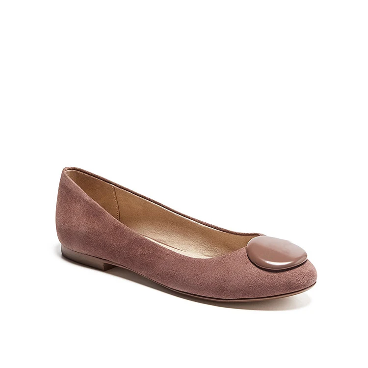 Casual style high-end leather round toe women loafers flat walking style shoes