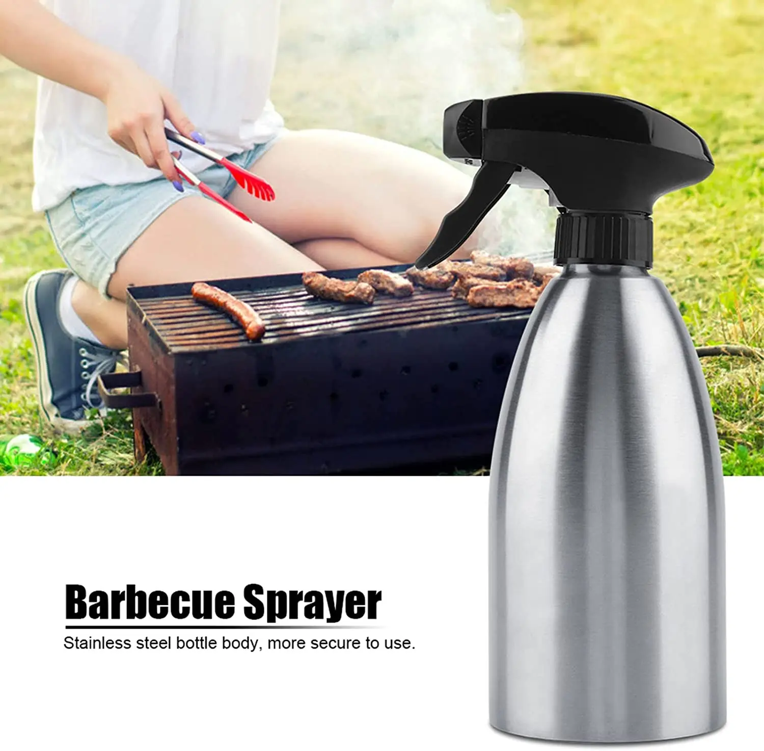 Olive Oil Spray Dispenser Stainless Steel Oil Sprayer Bottle for Cooking Vinegar Sprayer Silver Metal Tools Box