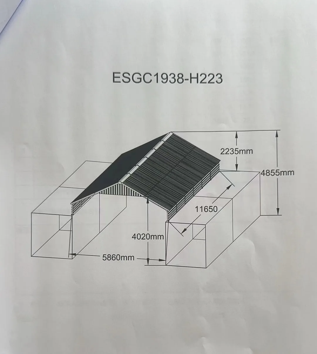 ESGC1938-H223 Steel pipe frame metal cover shipping container shed for outdoor use
