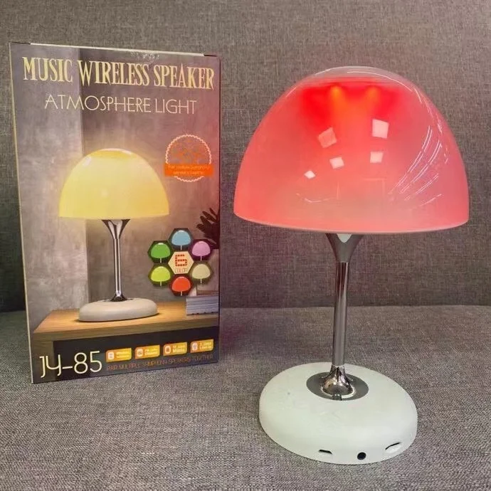 2022 new 6 color flash bedside handsfree wireless music desk table led lamp speaker with FM