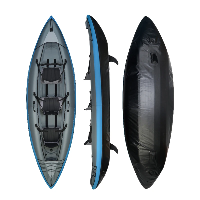 3M triple chambers 900D coated nylon oxford pvc inflatable foldable kayak fishing canoe boat with adjustable seat