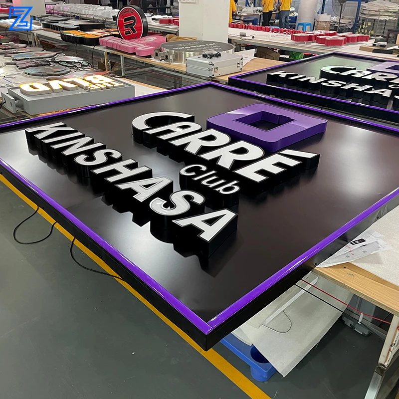 Company Business Brand Aluminum Frame Acrylic 3D Logo Led Light Sign Board Face Lit Channel Letter With Aluminum Backer Panel