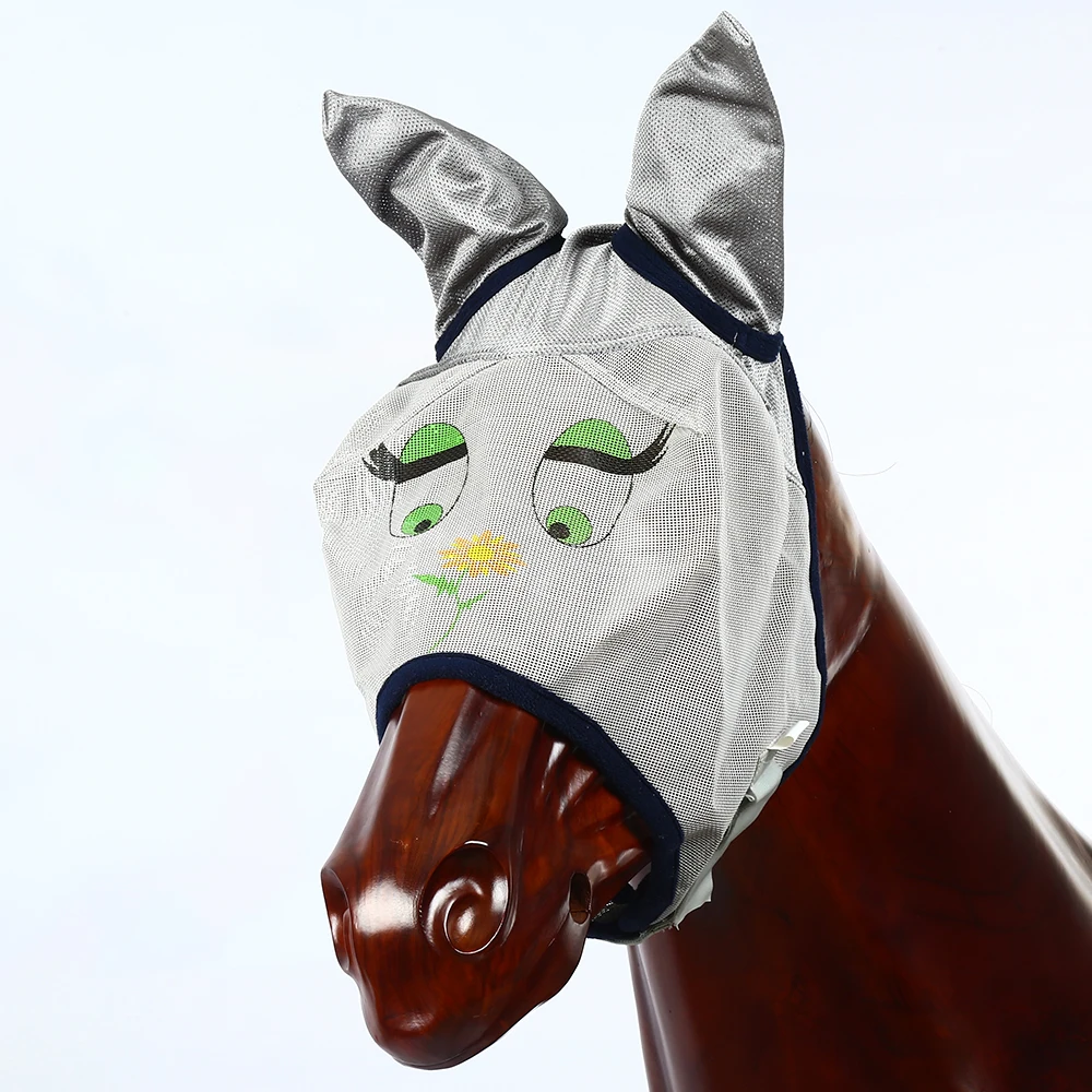 Hot Sale High End Equestrian Equine Equip Horse Equipment 1000D PVC Mesh Horse Riding Fly Veil With Funny Prints