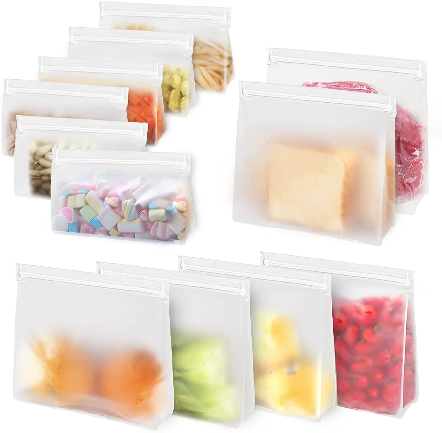 Ziplock Reusable Snack Bag Food Storage Bag Leak Proof Freezer Gallon Bags Airtight Seal Vacuum Silicone Kitchen Customized