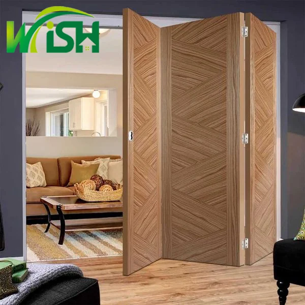 American style simple design multiple gates wooden bi fold door solid wood bedroom door oak sliding door