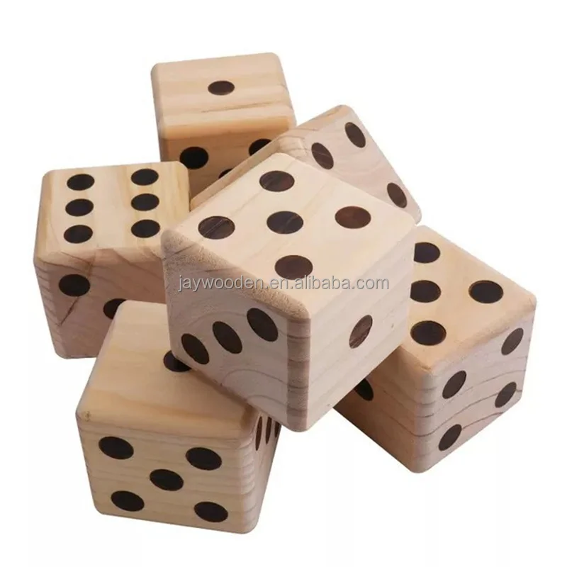 Garden Outdoor Play game large size 9cm 7 cm customized logo dice Popular yard game custom dice set Party wooden toy dice