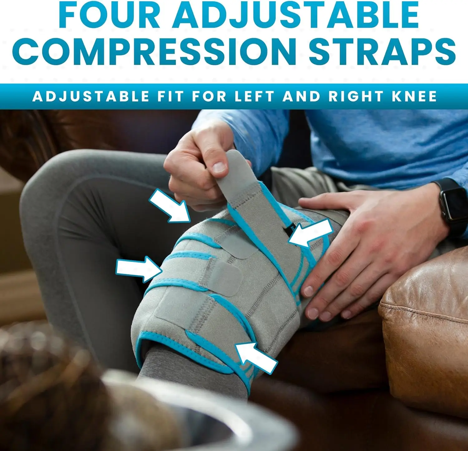Knee Ice Pack Wrap Cold/Hot Gel Compression Brace Heat Support Strap for Arthritis Pain, Athletic Injury Running Surgery