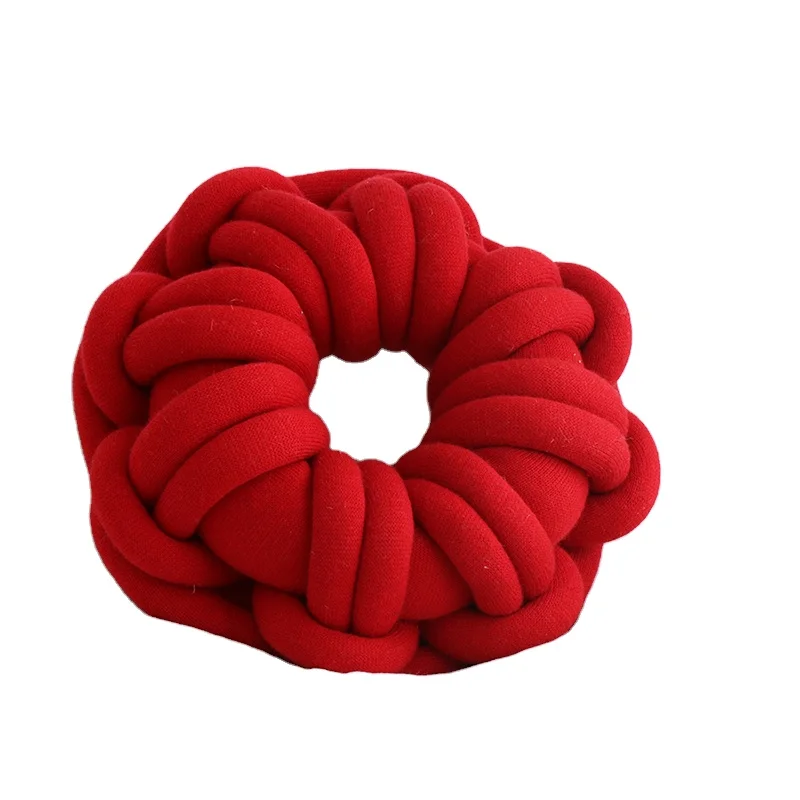 KLE Handmade Chunky Knotted Car Seat Chair Cushion Decorative Pillow for Household Round Hotel Knitted Knot Pillow Crocheted 1pc