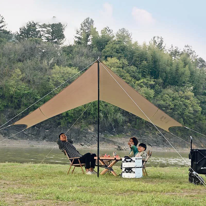 Jetshark Outdoor Windproof Rainproof Sunscreen Tent 210D Oxford Cloth Canopy Tent Oversize Camping Tarp
