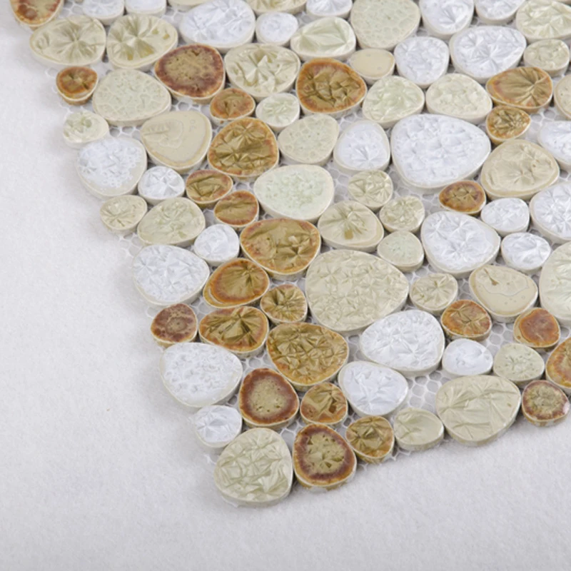 China pebbles shape bathroom ceramic floor mosaic tiles for crafts