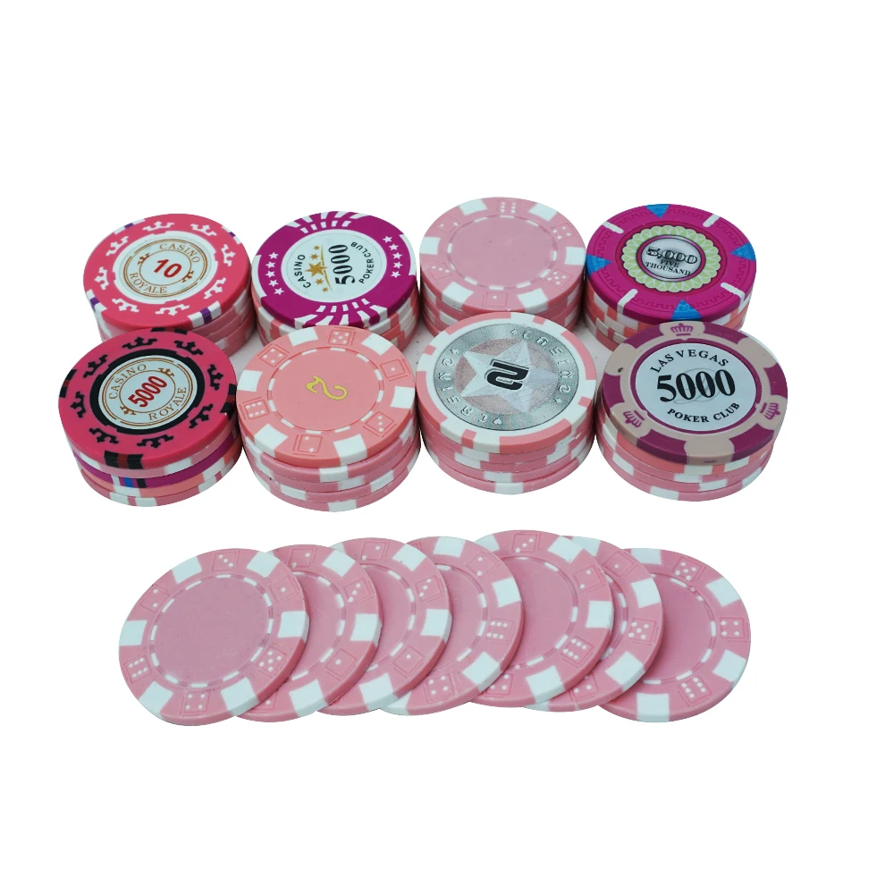 Professional custom pink casino poker chips kit clay or abs material 40mm diameter 14g from factory for gambling game
