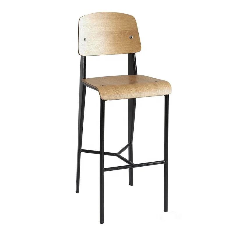 modern plywood back metal frame high bar stool chairs