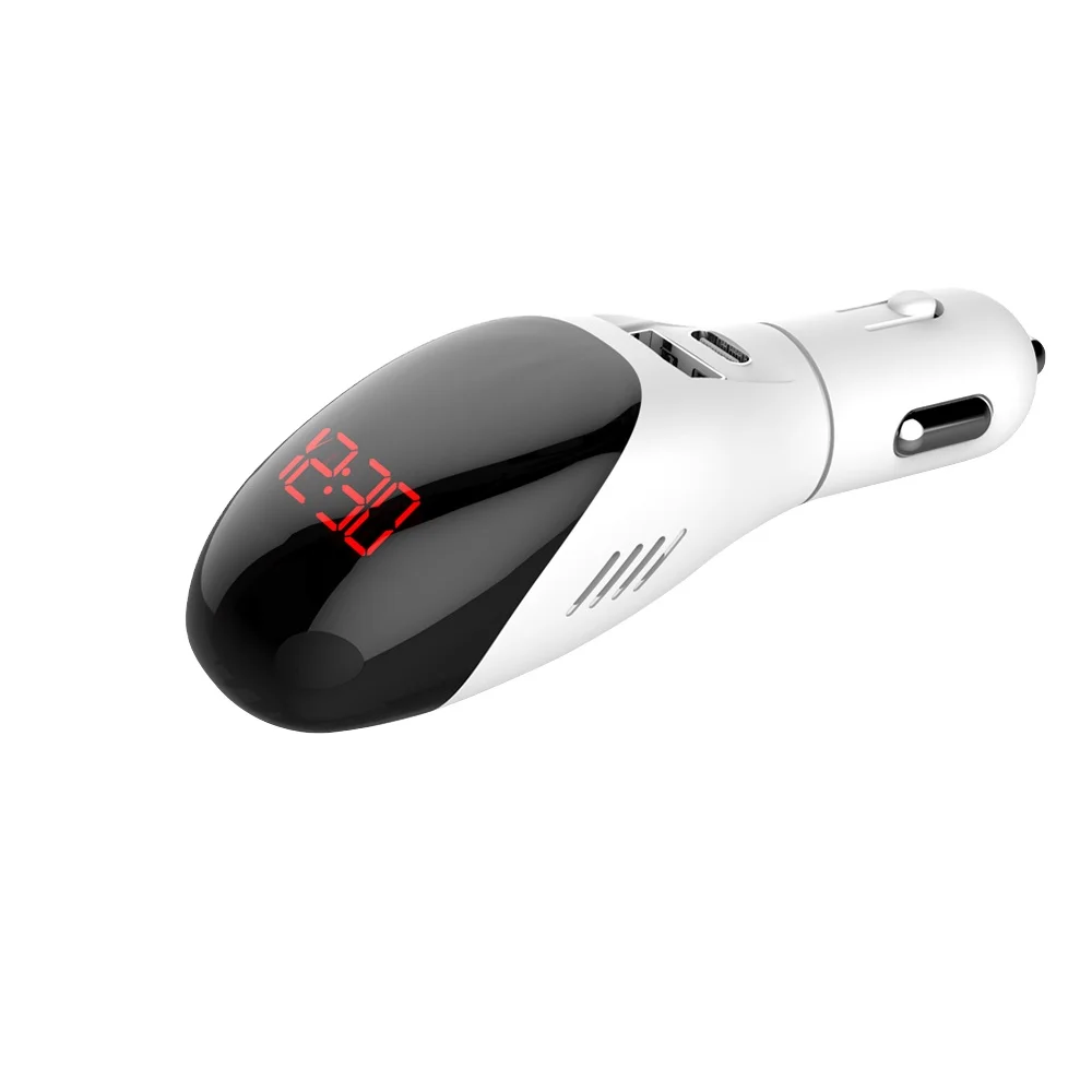 Intelligent 12V/24V 3 in 1 Plug-in Car Air Purifier with Dual USB Charger and Digital Display