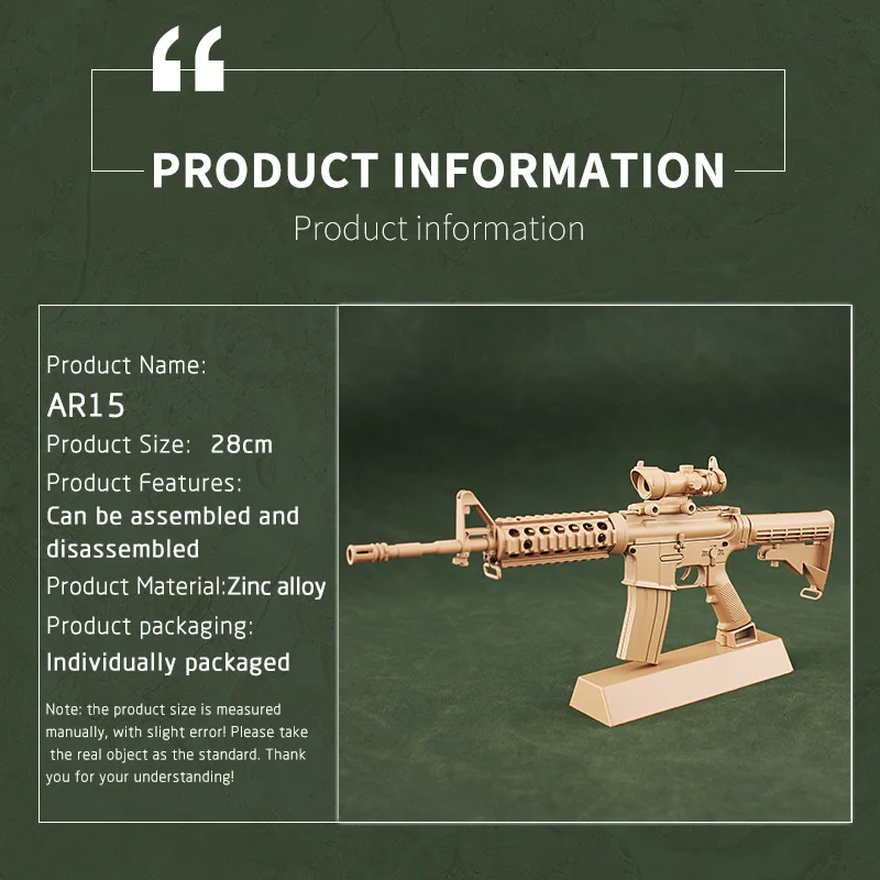 Миниатюрная сборочная модель пистолета игрушка M4A1 M4A4 AR15 Койот 1:3 металлическая безопасный пистолет разборка для взрослых