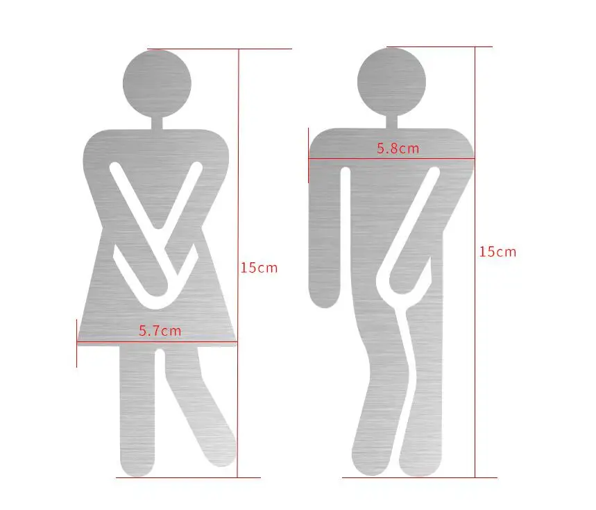 Zenewood Stainless Steel Door Sign Public Toilet Washroom Adhesive