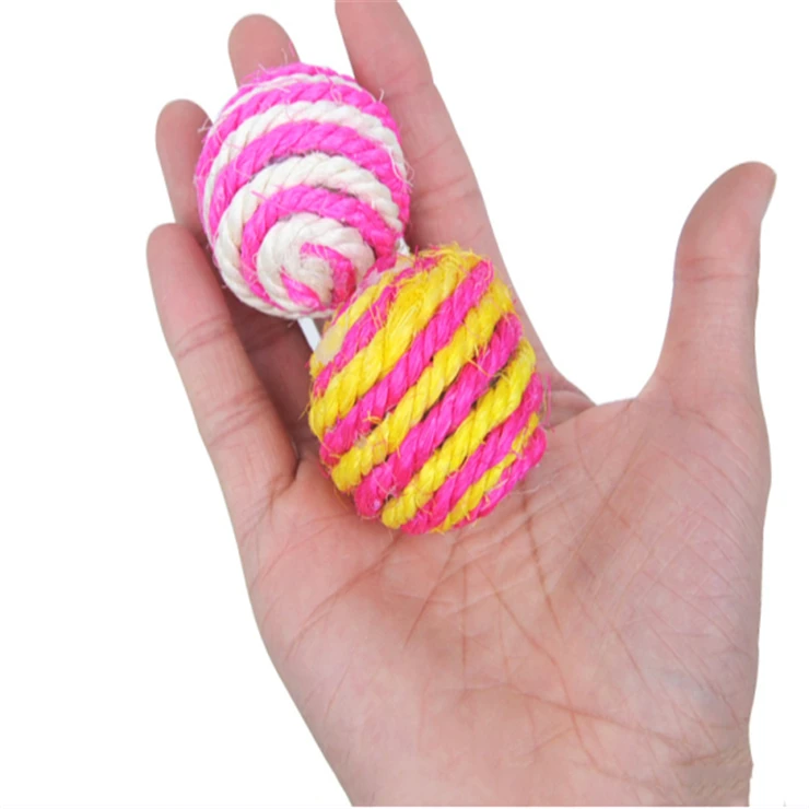 New Pet Dog Cat Kitten Teaser Playing Chew Rattling Scratch Toy Sisal Rope Ball