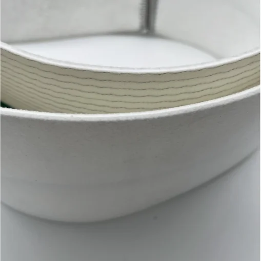 Felt conveyor belt for bakery with stainless steel fastener.