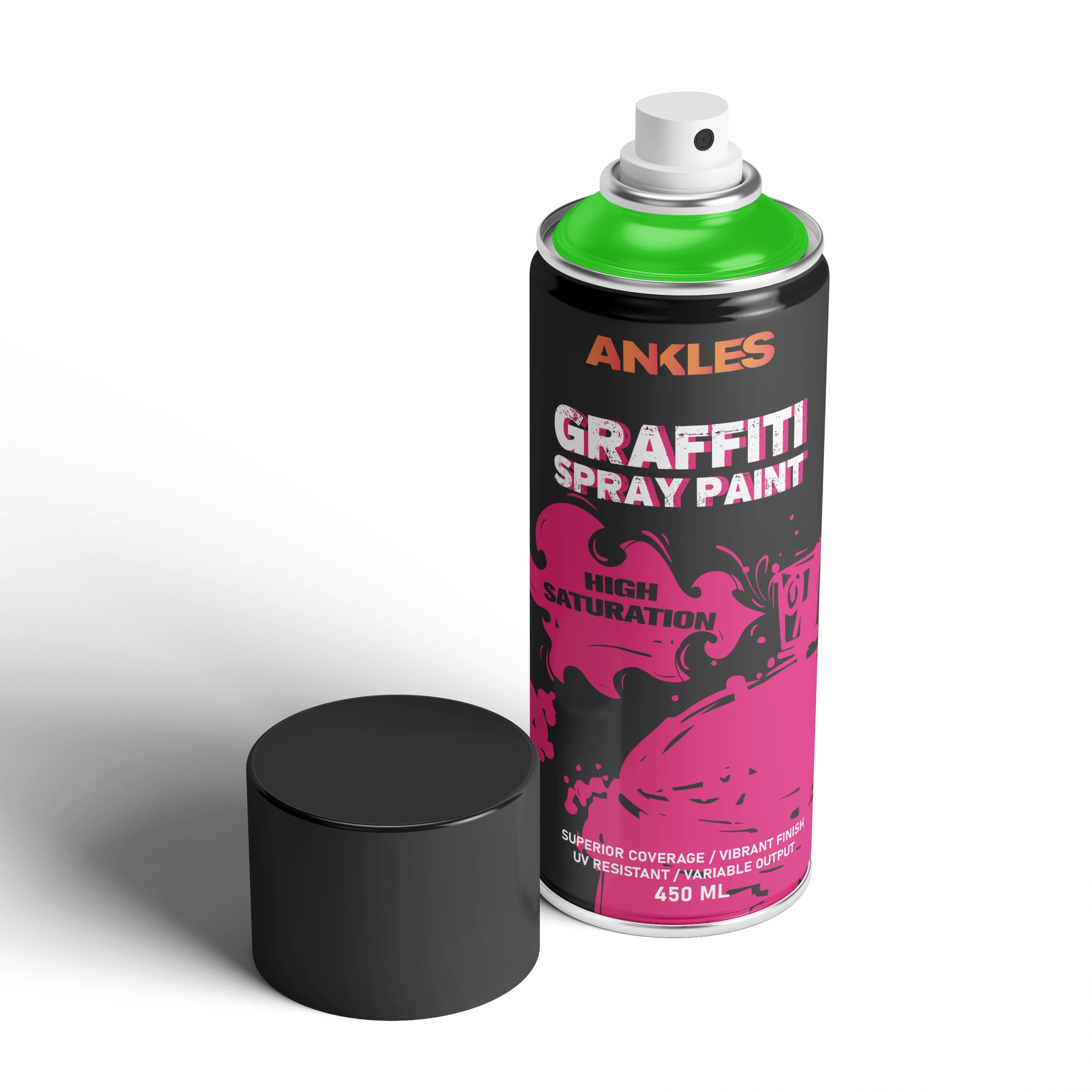 Лодыжек оптовая продажа черный цвет граффити аэрозольная краска 400 мл безвоздушные компрессор спрей