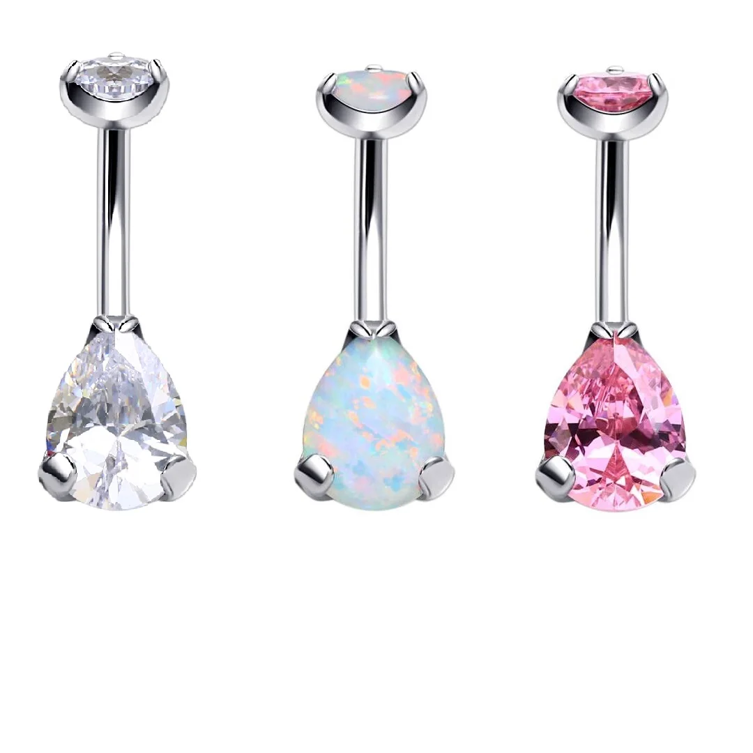 Hot Selling Prong Set Cz Opal Navel Ring G23 Piercing navel ring belly button titanium