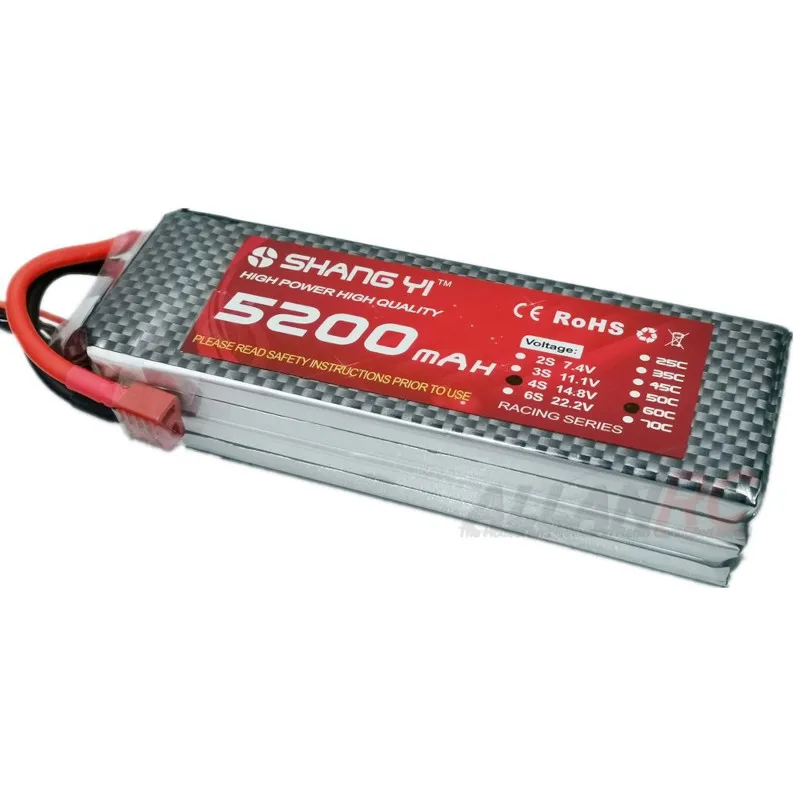 Shang Yi Lithium Polymer Battery Rechargeable 2S 3S 4S 6S Hobby Lipo Batteries 1300/1500/2200/5200mAh 25c 35C 45C 50C 60C Drone