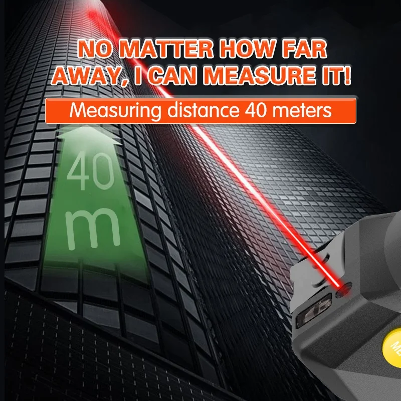 3 in 1 5m 40M multi function LCD display USB chargeable laser distance digital measuring tape
