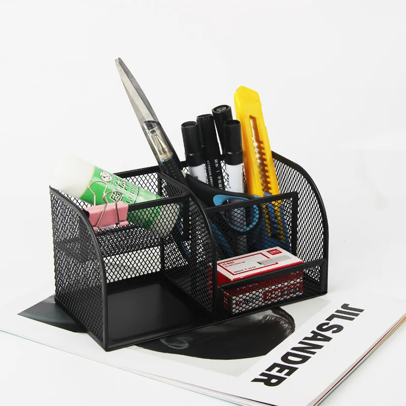 Hot Sale Office Supplies Metal Desk Organizer Black New Mesh Storage Pen Organizer for Desk Holder