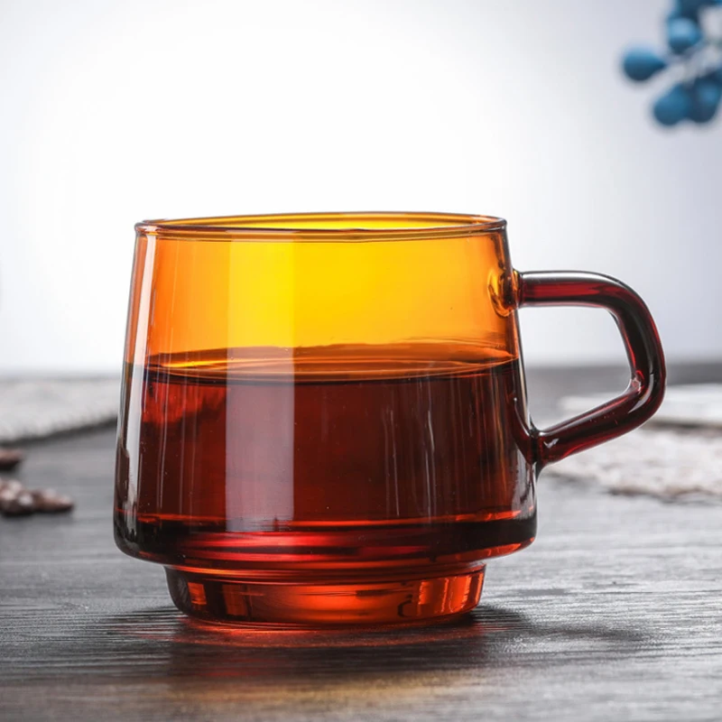 Кофейная чашка ручной работы из боросиликатного стекла термостойкая с ремнем бытовая для воды молока чая