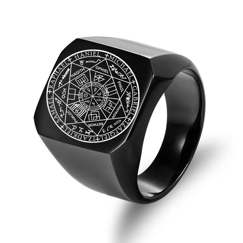 Защитные кольца The Seven Archangels амулет с уплотнением кольцо из нержавеющей стали для мужчин и женщин полированное