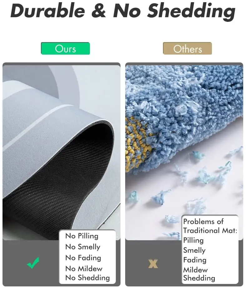 Luxury Brands Friendly Anti Non Slip Fast Absorbent Quick Dry Fadt Fast Drying Floor Designer Diatom Bath Mats Bathroom Mats