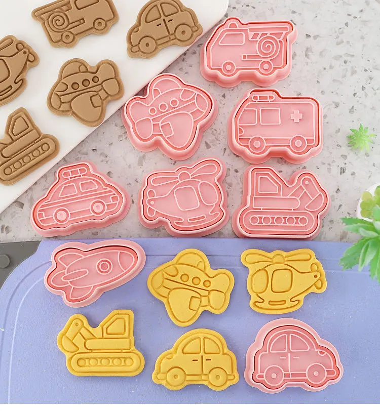2022 Hot Selling Cartoon Car Shape Biscuit Mold 3d Pressure Cookie Mold For Children