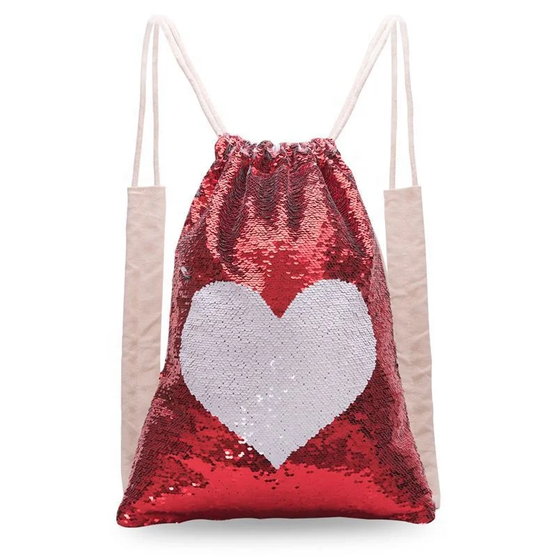 cartoon girl sequin bag Reversible drawstring bag Two-Tone Magic Sequin backpack Flip Sequin Initial Backpack