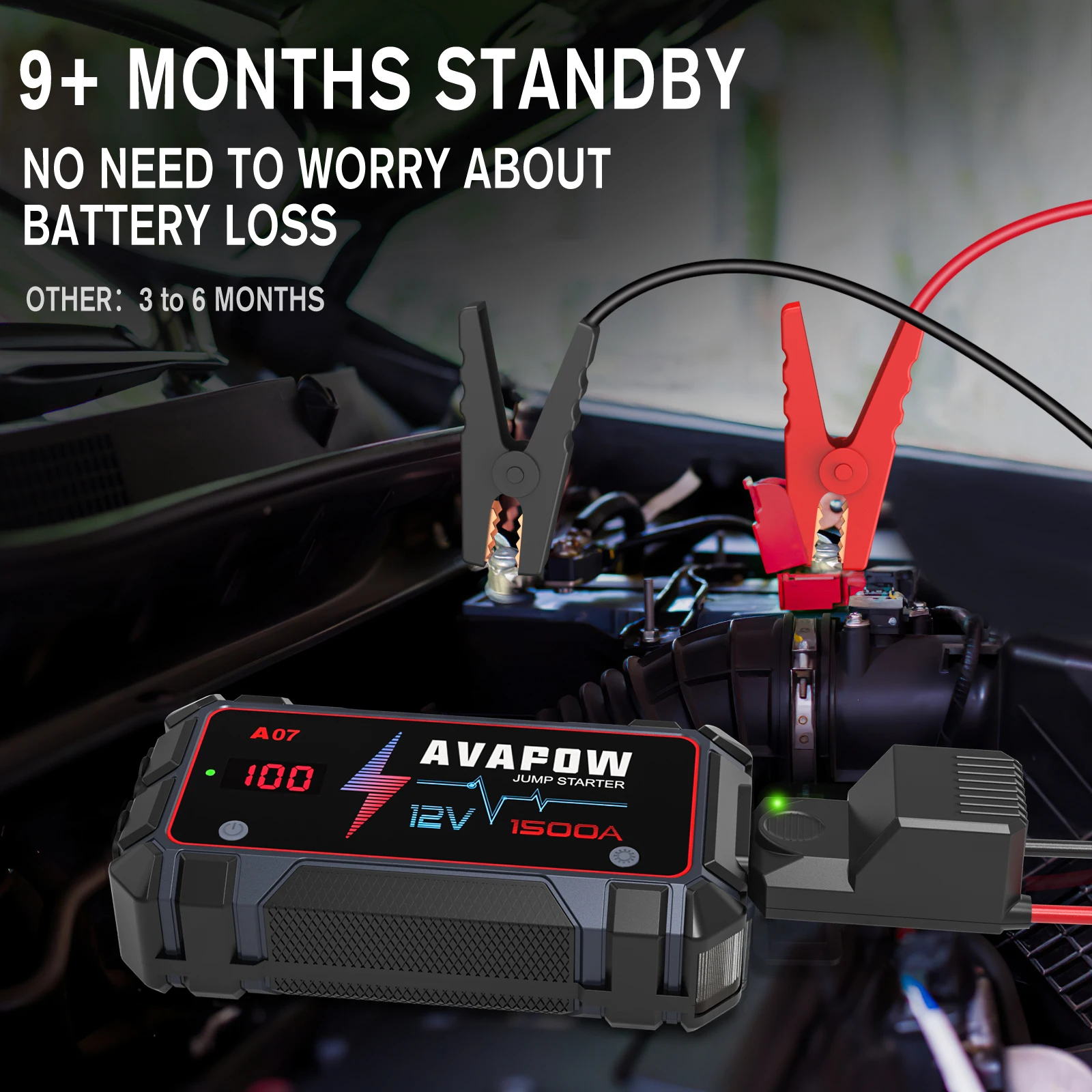 A07  AVAPOWPortable car jump start Multifunction jump starter power bank with Flashlight Battery Jump Starter