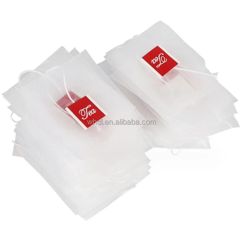 Transparent Heat Seal Empty Tea Bag With Sing String Tag 6.5x8cm Sachet Filter Nylon Mesh  Tea Bags