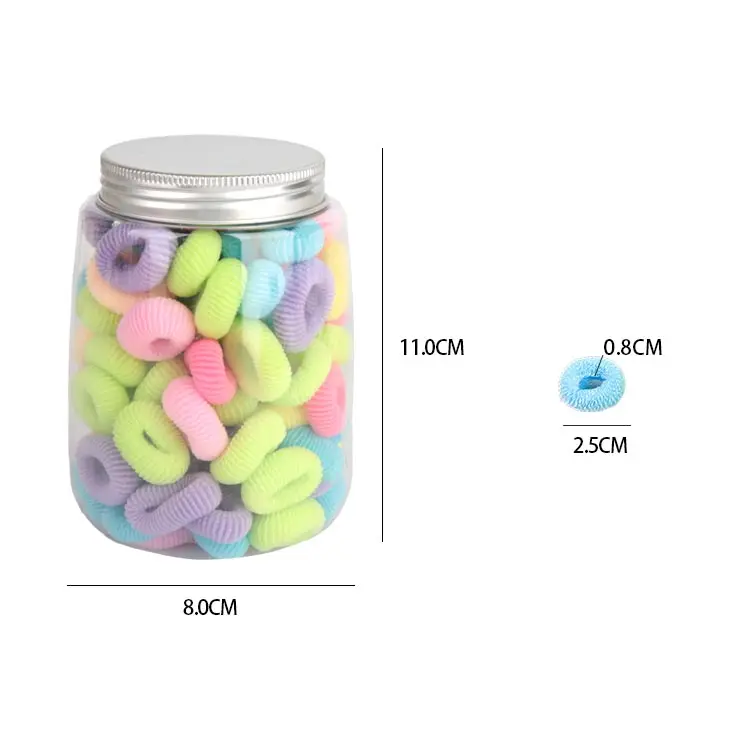 Small Colorful Hair Elastics Ponytail Holders Seamless Cotton Little Girls Kids Toddler Soft 100 Psc Baby Hair Ties With Bottle