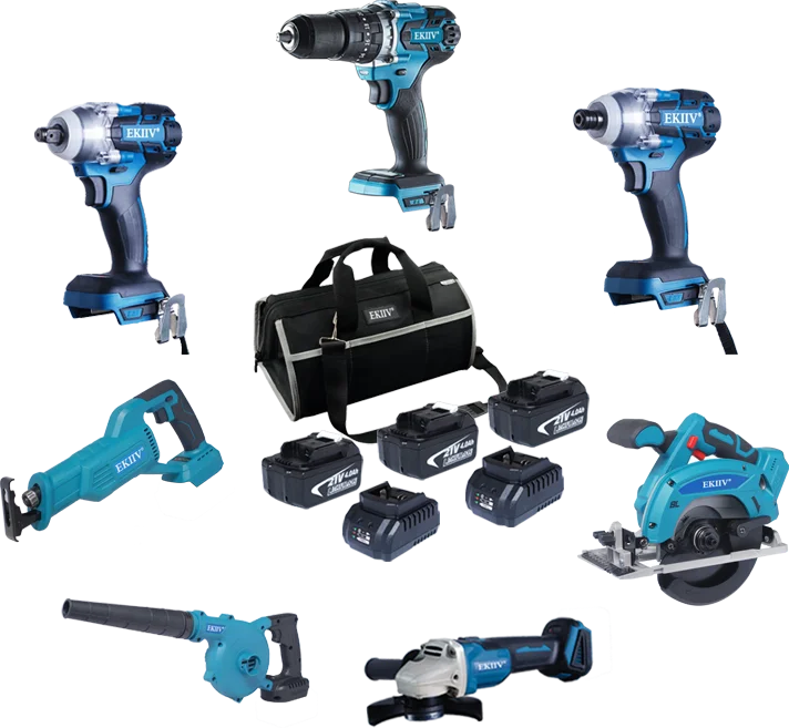 EKIIV Brushless cordless professional drill and screwdriver Power Tools Combo Kit Impact Battery wireless Screw Drivers