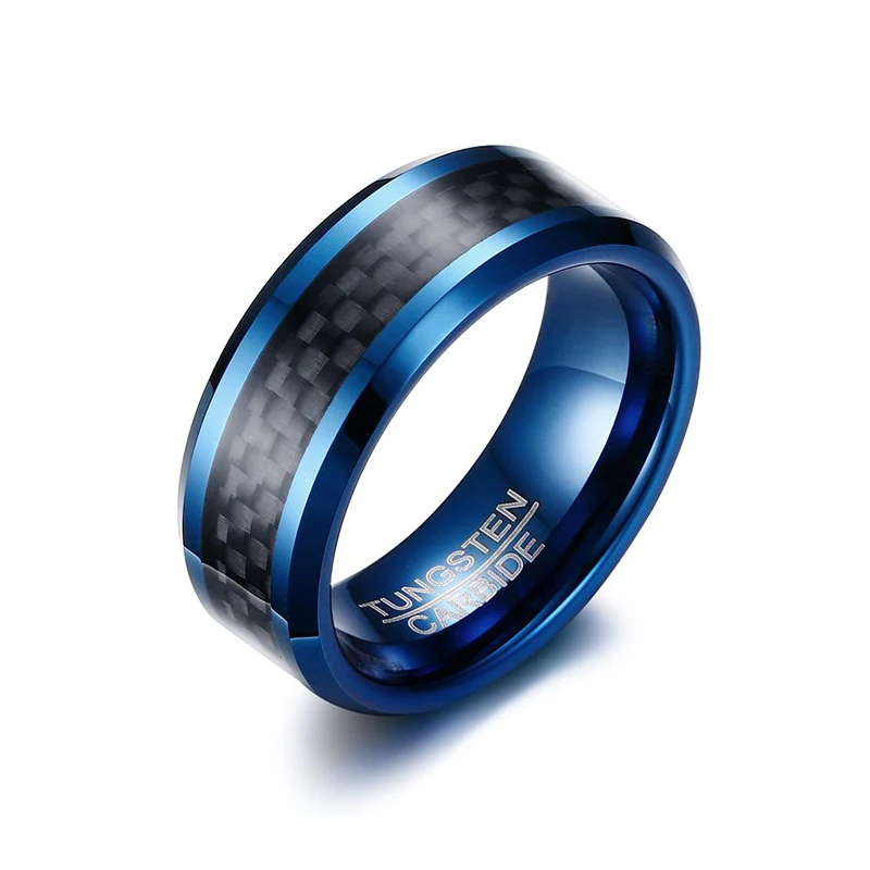 Vintage custom eternity rings inlay carbon fiber tungsten carbide ring for man gift