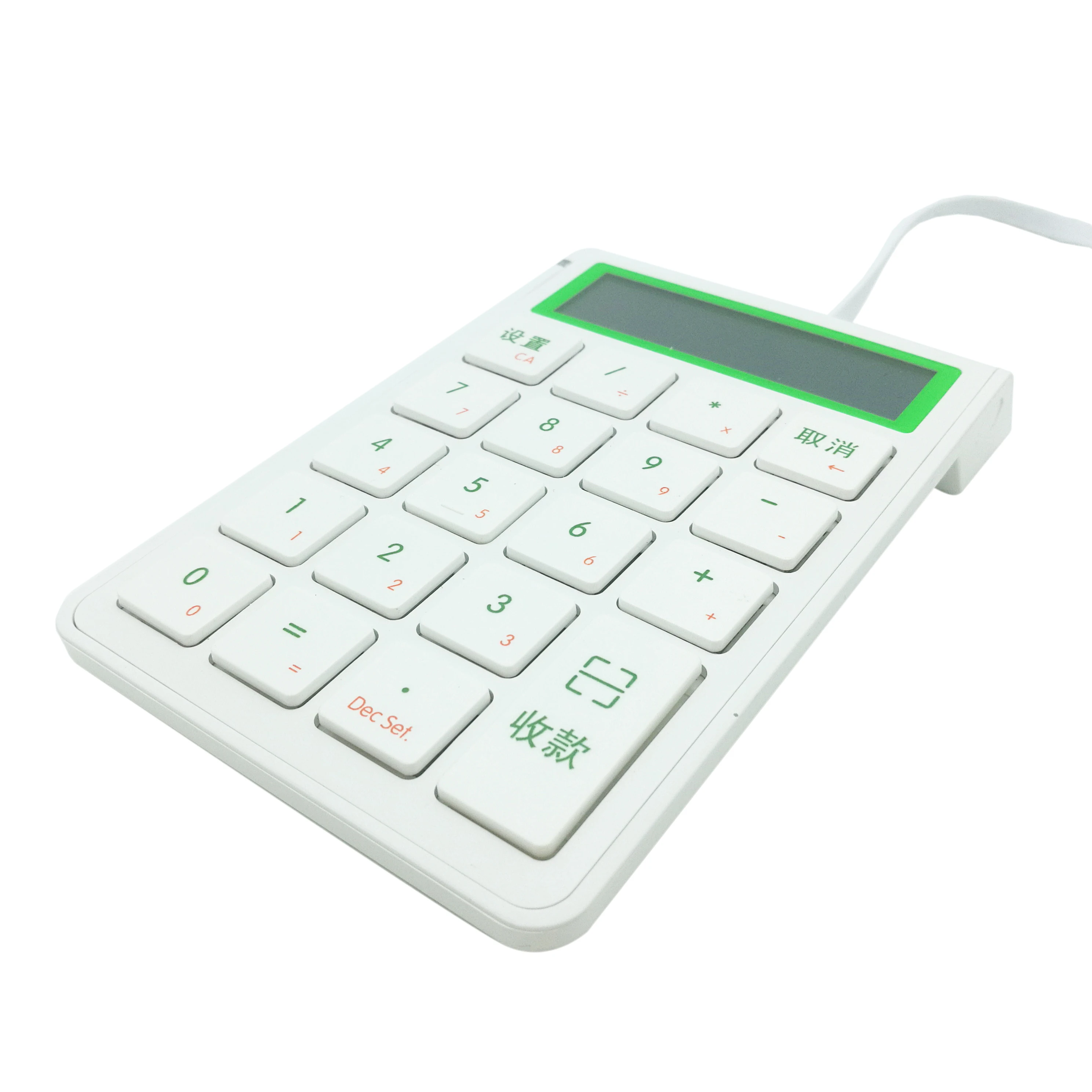Custom Ergonomic Numeric Keypads 19Keys Numeric Keyboard USB Wired POS Terminal Keyboard 12-Digit Display Calculator