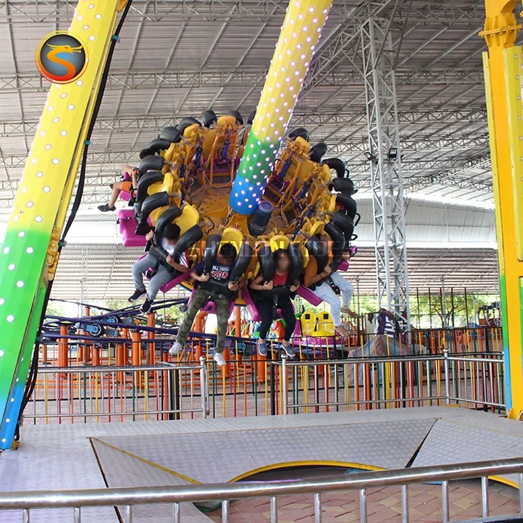 Amusement Park rotating flying UFO rides big frisbee swing hammer pendulum