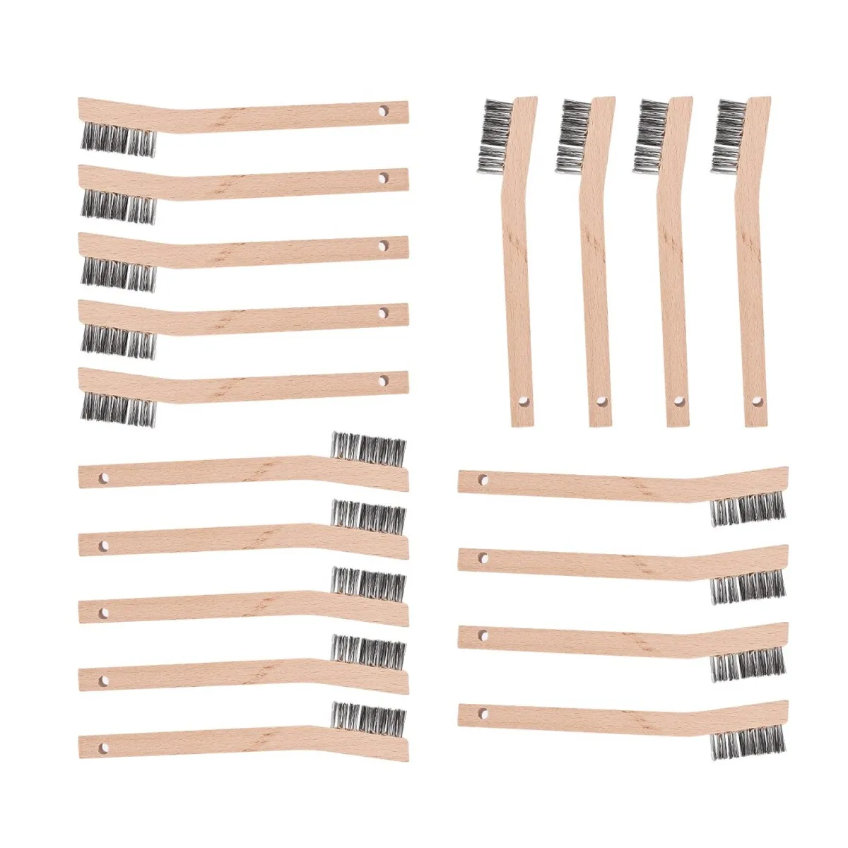 Factory Supply Custom Free Logo Professional Wooden Handle Small Tooth Brushes Stainless Steel Wire Brush for cleaning