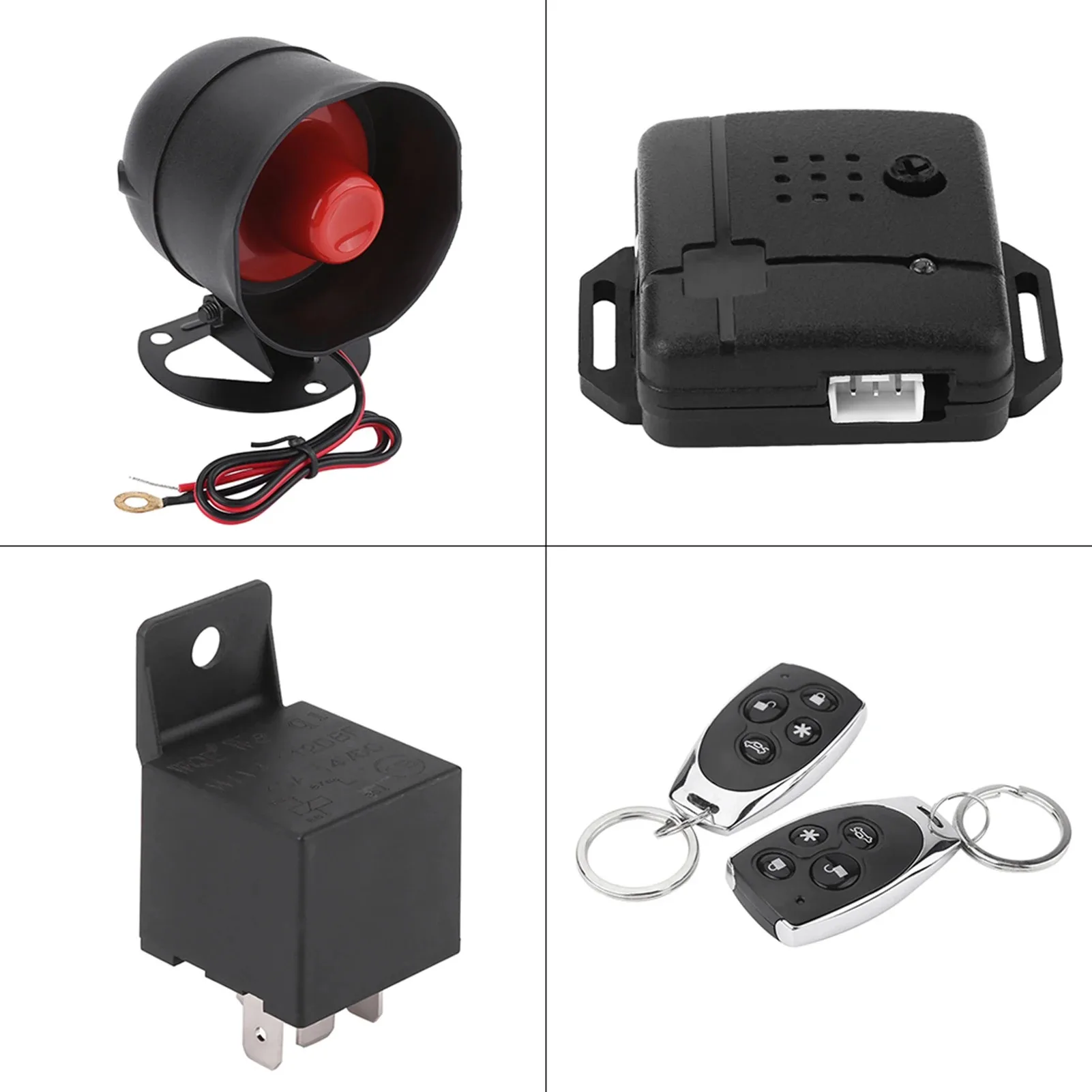 Universal Keyless Entry Siren  Security System  1-Way Car Alarm Vehicle System Protection + 2 Remote Control Burglar Alarm