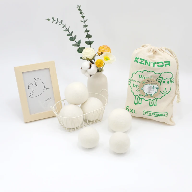 Wholesale trending products new arrival wholesale 6 pack eco friendly wool dryer balls with cotton bag cute wool dryer balls