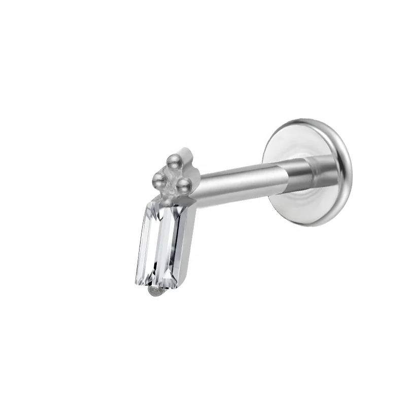 16G 316L Stainless Steel Zircons Lip Nose Ear Ring G23 Titanium CZ Labret  Earrings Studs Piercing Jewelry