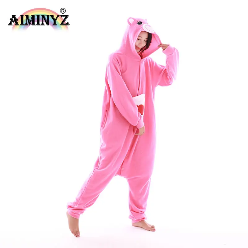 AIMINYZ оптовая продажа флисовые комбинезоны для взрослых удобные пижамы розовые женские