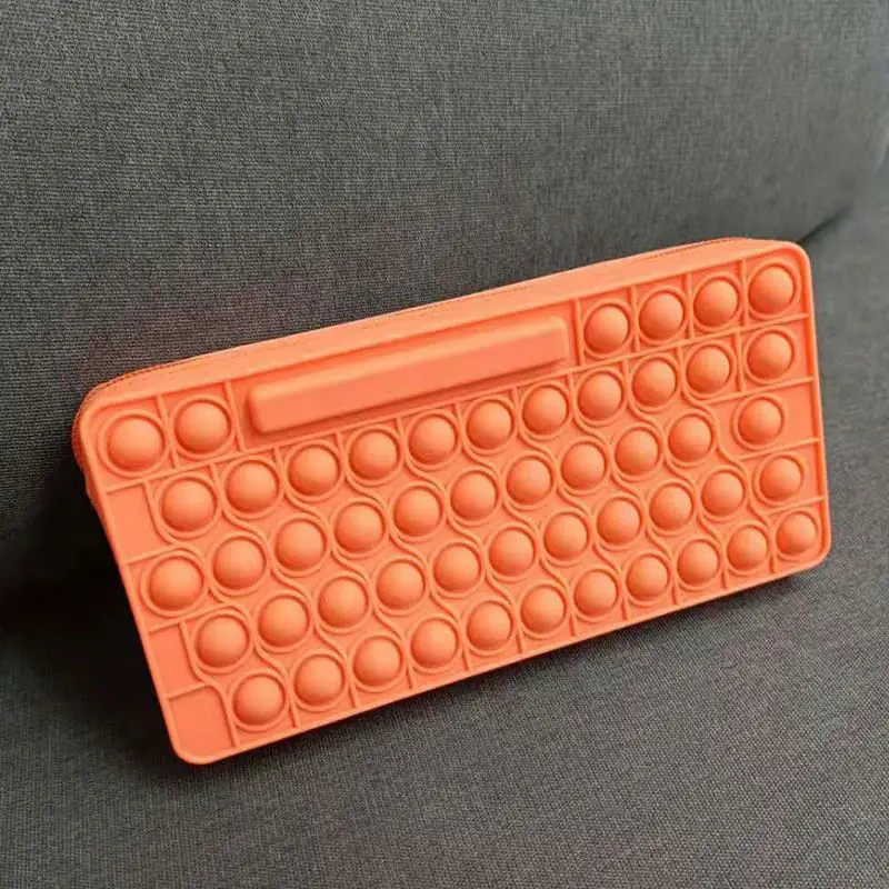 Amazon Hot Sale Stress Relief Sensory Big Silicone Pops Pencil Case New Pop Push Bubble  Pencils Pouch Squeeze Fidget Bags