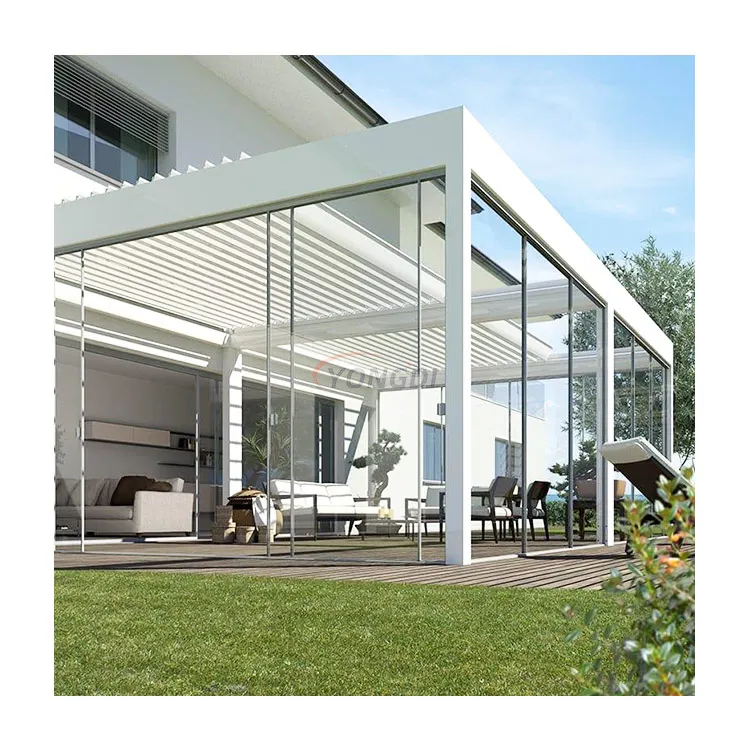 3x3 6x6 Veranda remote automatic garden patio canopy shade balcony corner aluminium retractable pergola esterna